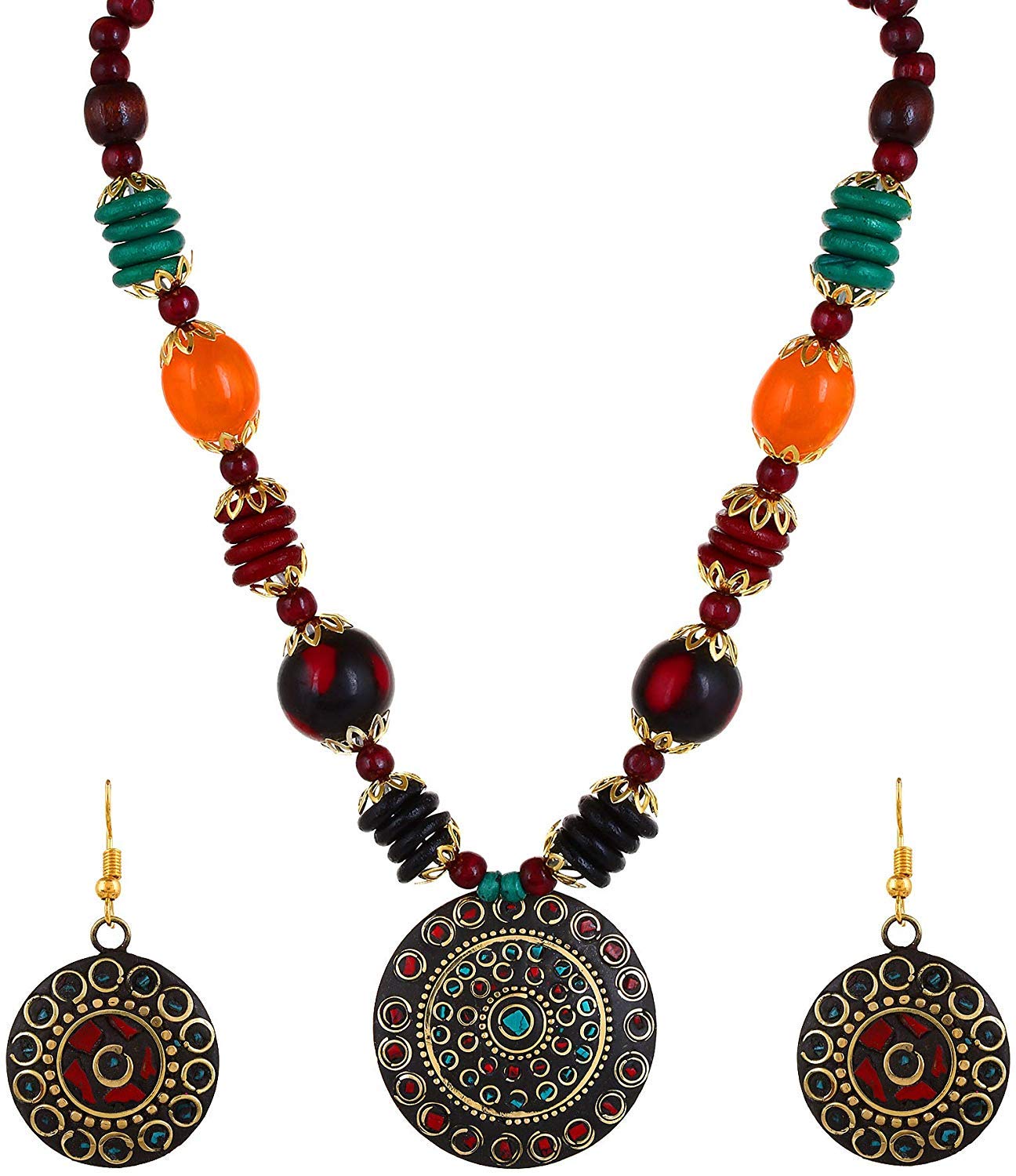 Plated Rose Flower & Necklace Set for Women